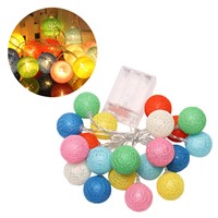 YAM 2.3m 20 LED Waterproof Cotton Ball Fairy String Lights w/Battery Box Xmas Wedding Outdoor Festival and Event Decoration