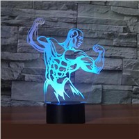 Gym Fitness Man 3D Hologram Lamp 7 Colorful Touch Control Switch Lamp 3D Lamp Acrylic Panel USB 3AA Battery LED Light Dropship