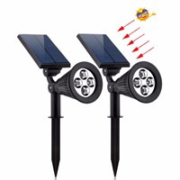 2pcs/pack LED Garden Solar Lights Sensor Flood Lawn Light Waterproof Outdoor 4leds Landscape Spotlight Yard Porch Light Bulb