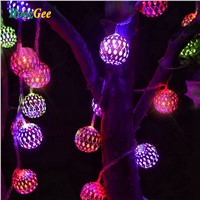 HoozGee Solar String Lights Outdoor 20 LED Moroccan Sliver Metal Ball Garden Patio Decor Dream Fairy Lamp Lighting