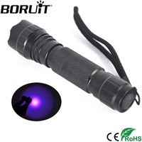 BORUiT WF-501B XPE Q5 LED UV Flashlight Purple 395nm Torch Adhesive Curing Travel Safety Detection Violet Light by 18650 Battery