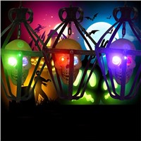 3 Modes of Flashing Lighting LED Skull Cage Shaped Night Light Pendant Lamp Halloween Christmas Party Theme Bar Home Decoration