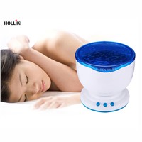 LED Remote Control Ocean Wave Projector Lamp Night Light with Music Romantic Novelty Night Lights for Baby Kid Bedroom Gift Home