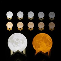 USB Alloet 8-20 cm Diameter Night light  Magical 3D Printing Moon Lamp Touch Switch table lamp E27 LED Rechargeable Night light