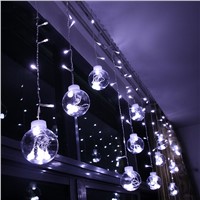 Glass Ball LED String Lights Waterproof 220V 300cm Curtain Lights Flashing Fairy Lights Outdoor Christmas Home Decoration