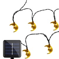 Outdoor Solar Panel String Lights Waterproof 20 LEDs Lovely Moon String Lamp Holiday Lighting Home Yard Christmas Decoration