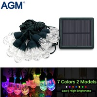 AGM 5M 12Bulbs LED Solar String Light Droop 0.3-0.5M Christmas Fairy Lights Holiday Decoration Lamp For Outdoor Garden Pathway