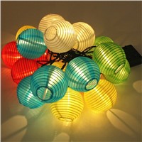 Lantern Ball Solar String Lights 10 20 LED Waterproof Light Globe Lighting Lamp Fabric Christmas Halloween for Garden Path Party