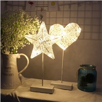 LAIDEYI 40CM Star Heart Shape Grass Rattan Woven LED Night Light Battery Power Girls Bedroom Decorative Table Lamp Kids Gift Toy