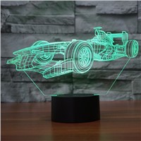 Acrylic 3D light LED Lamp F1 racing car Shape luminaria Lampe USB table desk 3d Led Night Light Friends &amp;amp;amp; Holiday Gifts IY803808