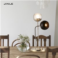 Post modern Iron art body Glass Lampshade 2 headsTable Lamps Iron Gold Fashion Design Bedroom Bedside Lamp Reading Desk Lights