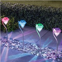 Solar Power LED Light Lawn Outdoor Lamps Waterproof Diamonds Pathway Path Landscape Stake Lamp for Garden Decoration