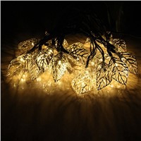 4.8M Iron Leaves Shaped 20 LED String Light Solar Panel LED Fairy Light Holiday Christmas Wedding Decoration Lamp Waterproof
