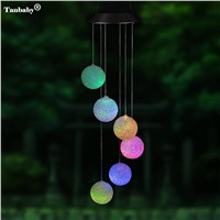 Tanbaby 6Leds Ball Hanging Multicolor Solar Wind Chimes decorative LED Light  For Window/ Party/ Garden/Wedding etc.