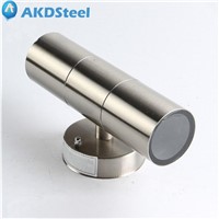 AKDSteel 220V Wall Mount Cylinder Up/Down Light Waterproof LED Wall Lamp for Outdoor Garden Building Lighting Stainless Steel