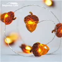 Acorn LED String Lights, Battery 10 ft Copper Wire Dimmer Remote Control Christmas Tree Fairy Fall Thanksgiving Home Decorations