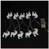 1.65M Metal Reindeer String Lights fairy holiday 10LED light Christmas Santa lighting Party battery powered 3V AA indoor Green