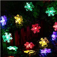 Solar Snowflake LED Light String 50/100 / 200LEDS IP65 Fairy Holiday Christmas Party Wreath Solar Garden Lawn Outdoor Light