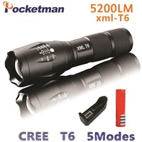 Lanterna CREE XM-L T6 5200LM Tactical Flashlight Torch Zoom Linternas LED Flashlight for 3xAAAor 18650 Rechargeable Battery