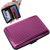 Card Holder 2 smooth sides CB name card ALUMINIUM RIGID Security Credit Cards Holder Wallet * PURPLE