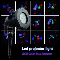 Tanbaby Led projector Spotlight 12 Patterns Christmas colorful stage light Waterproof for Outdoor Indoor Garden Landscape party