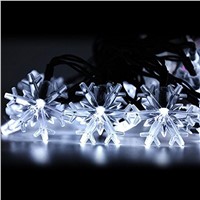 6.5m 30 LED Snowflake Solar Lights Waterproof Fairy Light for Christmas Wedding Decoration with Solar Panel (Cool White Light)