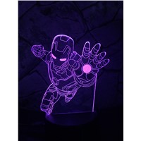 Novelty Superhero Ironman Action Figure 7 Colors Changing LED 3D Night Lamp lampada Child Kid Table Bedroom Bedside Light Gifts