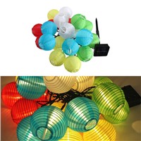 Solar Powered Colorful Lantern Ball String Lights 10/20 LED Waterproof Globe Lamp Christmas Halloween Garden Path Party Lighting