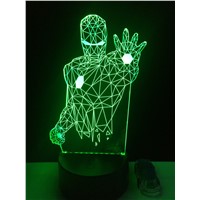 8 Versions 3D LED Iron Man Bulbing Night Lights illusion Colorful Gradient Bedroom Desk Lamp Boys Xmas Festival Birthday Gifts