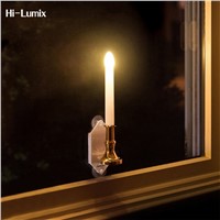 Hi-Lumix 2pcs Solar powered 26cm candle light Romantic outdoor/indoor Flameless Window decoration for Wedding,Party wall lamp
