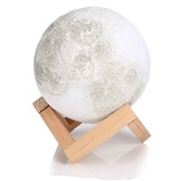 Creative 3D Moon Lamp With Wooden Dock Rechargeable LED Lunar Light Dimmable Home Decorative Gifts CLH@8