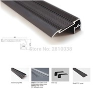 100 X 1M Sets/Lot stair step aluminum profile led and black finish flat led channel profile for stairway lighting