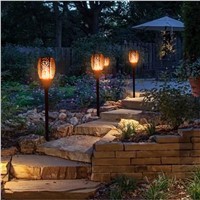 Hikity Solar Torch Light Lamp Realistic Dancing Flame Lighting 96LED Flickering Decorative Lights for Outdoor Garden PathwayYard