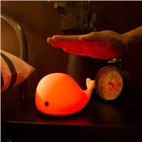 USB Rechargeable Cute Dolphin Touch Night Light Multicolor LED Light Silicone Night Lamp for Child Bedroom Desk Light