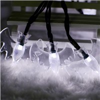 6m 30 LED Bat Solar Lights Outdoor Waterproof Fairy Light  for Christmas Wedding Decoration with Solar Panel (Cool White Light)