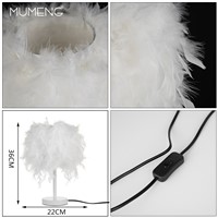MUMENG Desk Lamp White Feather Table Lamps E27  Fixture Lighting   Bedside Reading Room Foyer Sitting Room With EU-Plug