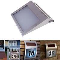 Solar Powered Stainless Steel 3 LED Doorplate Lamp House Number and Letters Light
