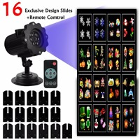 Slong Light LED Projector Lights 16 Replaceable Slides Night Lamp Halloween Projector Rotating LED Landscape Lamp+IR Controller