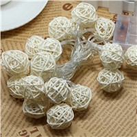 YAM 20 LED Rattan Ball Battery String Fairy Lights Xmas Party Wedding Lamp Holiday Party Decoration DIY