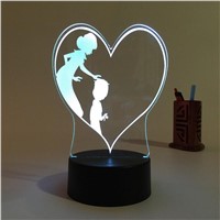 3D Heart Shape Lamp Multicolor LED Lights Touch USB Remote Control Night Light Table Lamp for Mother&amp;amp;#39;s Day Gift