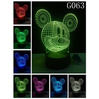 Mickey Mouse 3D Night Light Atmosphere Table Lamp Christmas Gifts Color Changing Home Decoration