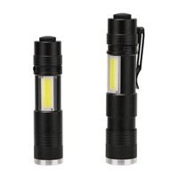 Pocket Zoom Focus LED Mini Flashlight Pen Lights Torch XPE-R3+COB LED Flash Light Work Lamp Operated By AA / 14500 Battery