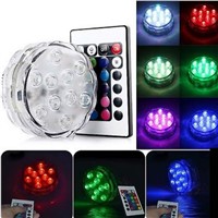 4X Submersible 10 LEDs Waterproof Light RGB for Vase Wedding Party Fish Tank Decors With Remote Control