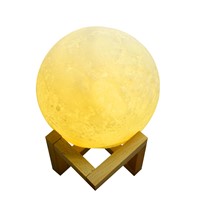 LEDGLE 3D Printing Moon Lamp Decorative Night Light Rechargeable LED Night Lights with Inbuilt Battery Dual Lighting Effects