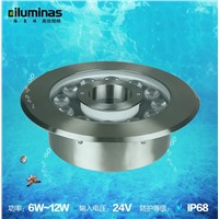 DC24V 12Watt Brilliant Underwater LED Fountain Ring Light AISI304 Steel Body Submersile Pond Nozzle Lamp