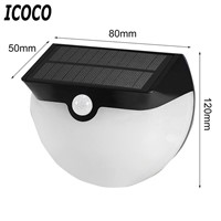 ICOCO Vintage Half Round Shape Solar Power Infrared Body Sensor LED Lamp Waterproof Outdoor Garden Courtyard Corridor Lamp Sale