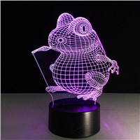 3D Lamp Visual Light Effect Touch Switch &amp;amp;amp; Remote Control Colors Changes Night Light (Frog)