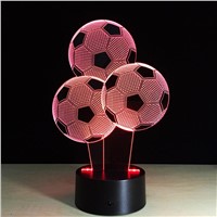 3D Lamp Visual Light Effect Touch Switch Colors Changes Night Light (Three Football)