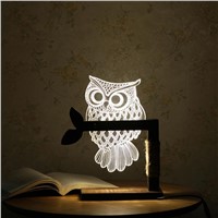 Dimmable USB Owl Table Light 3D Nightlight LED Table Lamp Home Decor with US Plug