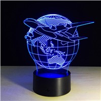 3D Lamp Visual Light Effect Touch Switch Colors Changes Night Light (Earth Plan)